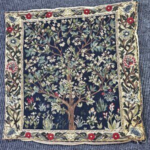 Tree Of Life Tapestry Pillow Cover Jacquard Floral 18 in Metrax Craye Belgium